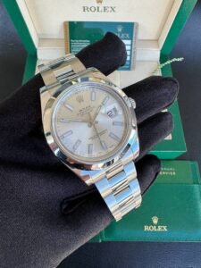 Rolex Datejust 41mm 116300 from 2015 card silver stick dial