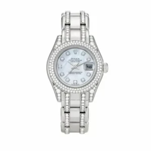 Rolex Pearlmaster 80359 Mother of Pearl Dial White Gold Diamond 29mm Watch