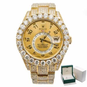 Rolex Sky-Dweller 326938 42mm Arabic Champagne Dial Iced Out Mens Watch